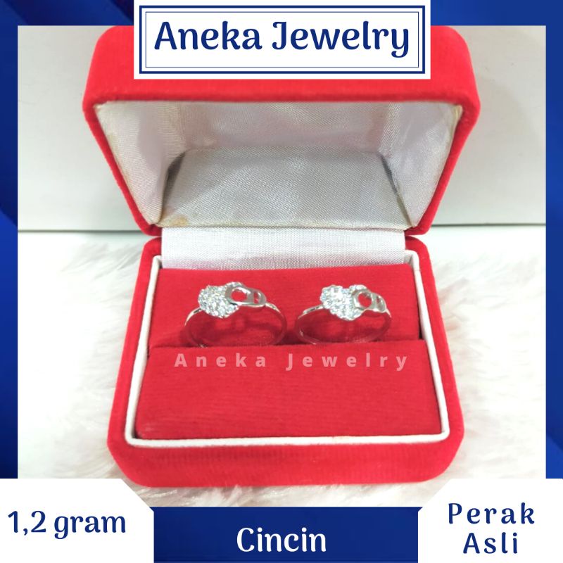 Cincin Love Mata2 Ukir, Perak 925, Sepuh Emas Putih