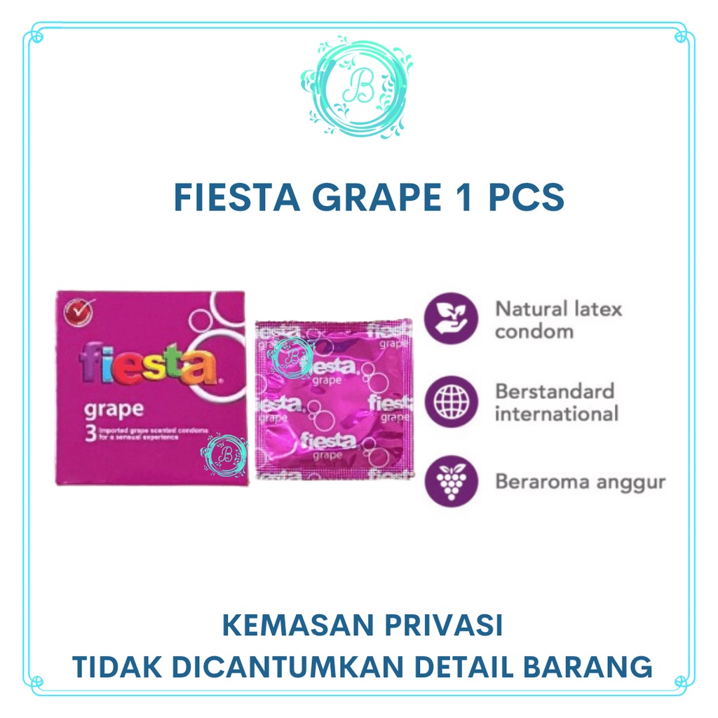 Kondom Fiesta Grape Eceran 3 pcs Kondom Aroma Buah Anggur Kondom Fiesta Satuan 3 pcs