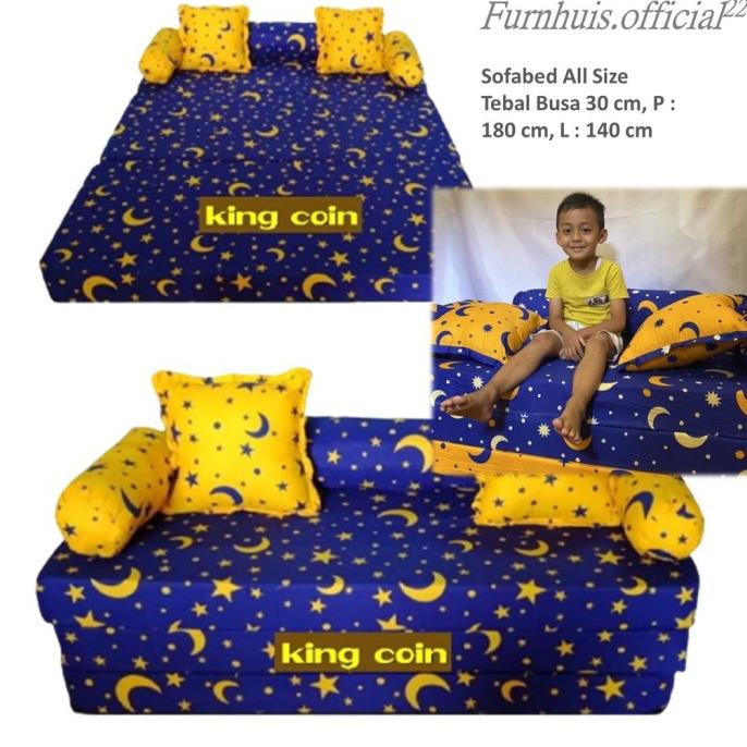 Sofa Bed Kasur Lipat Busa Sofabed Ruang Tv Karakter Kain Katun Sprei Anjanistoree