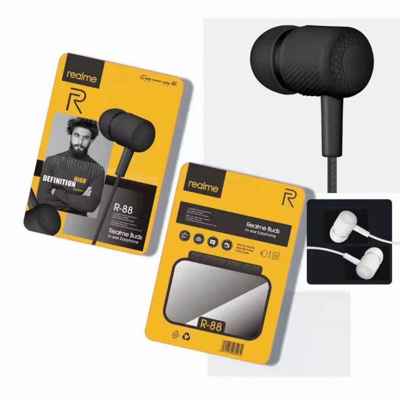 Headset Realme R Series Stereo HD Sound Quality In-ear Earphone Mic Jack 3.5mm Handsfree Kabel