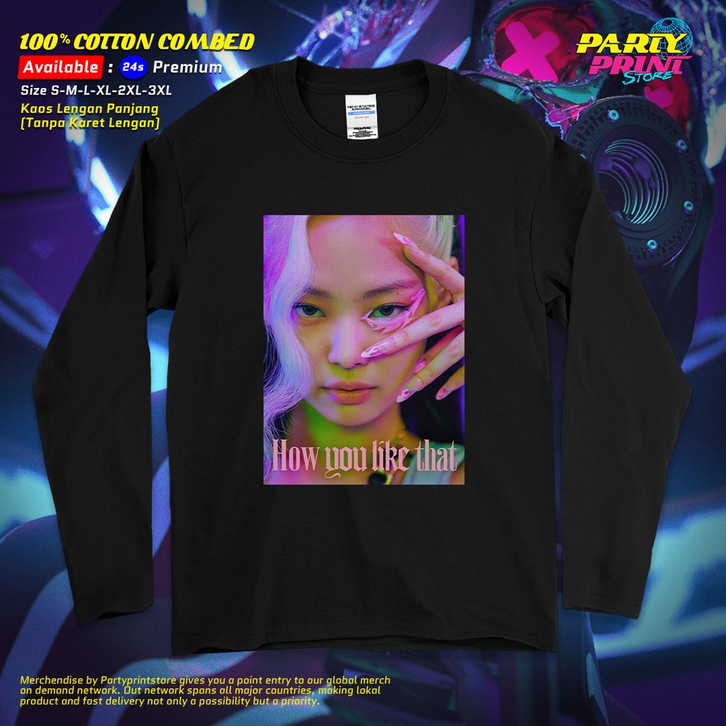 Partyprintstore Kaos Lengan Panjang Pria Band Musik Blackpink Bts Kpop HYLT Jennie I