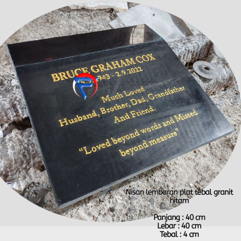 Nisan lembaran tebal batu alam granit hitam 40x40