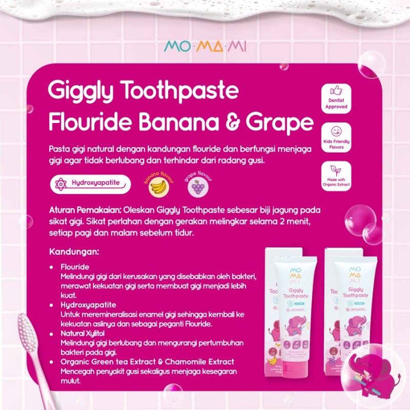 Momami Giggly Toothpaste Flouride Pasta Gigi / Odol Anak - 50 gr