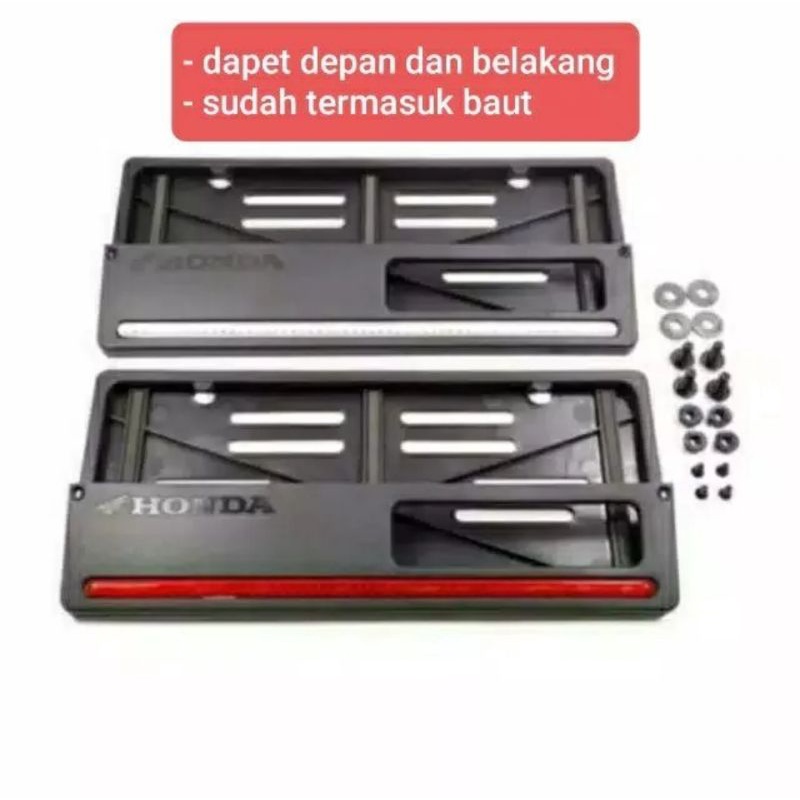 Tempat Cover Dudukan Plat Nomor Motor Honda Original AHM List Merah Putih Terlaris..!!