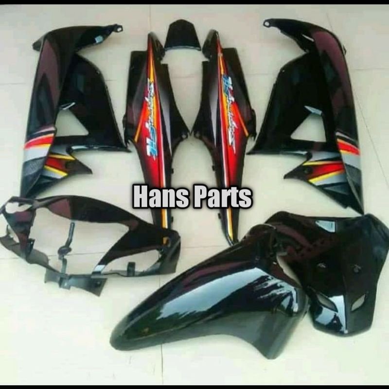 ful set cover body bodi halus honda supra fit new - fit X fit s hitam + setriping
