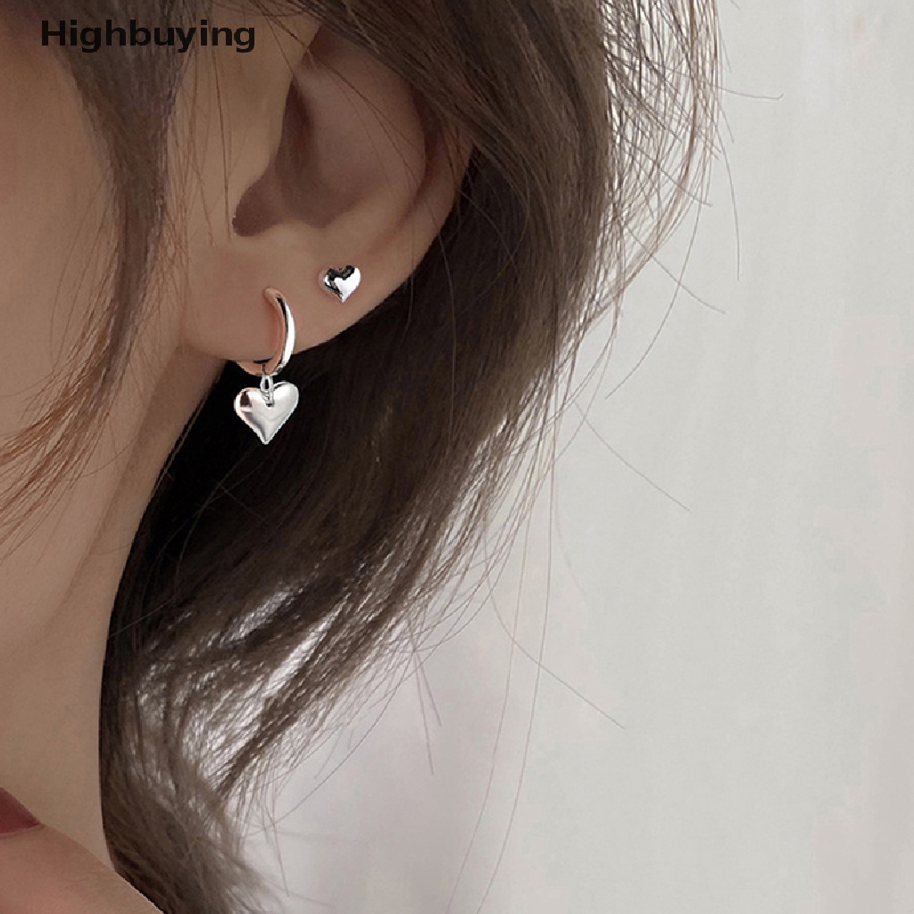 2 Pcs Anting Stud Bentuk Hati Asimetris Warna Silver Untuk Aksesoris Wanita Glory