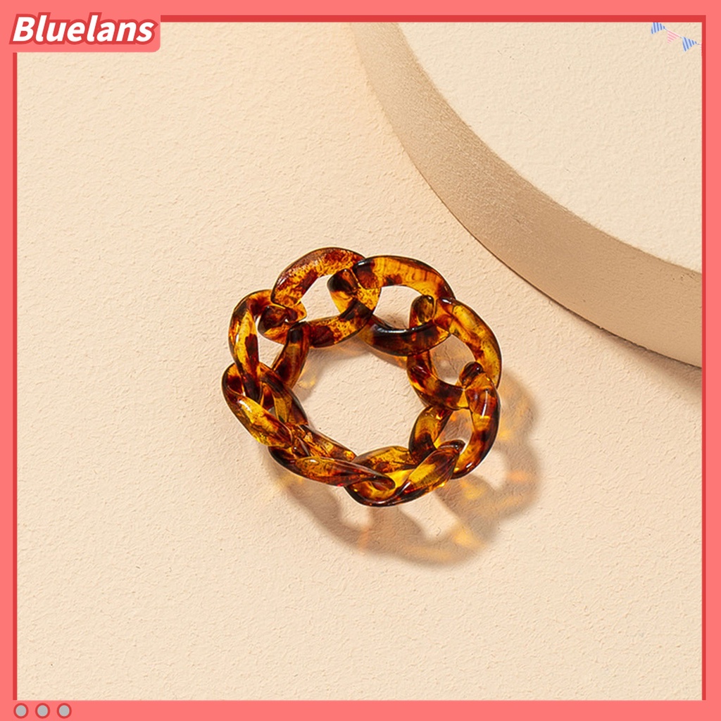 Bluelans Cincin Rantai Geometris Bahan Akrilik Resin Transparan Untuk Wanita