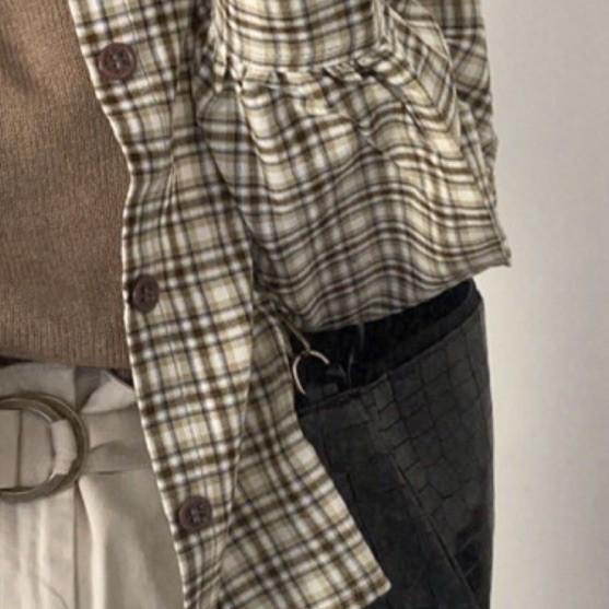 FREE ONGKIRREADY KEMEJA TARTAN CROP OVERSIZE TARTAN SHIRT BLOUSE KEMEJA MOTIF KOTAK PUFF|SQ1