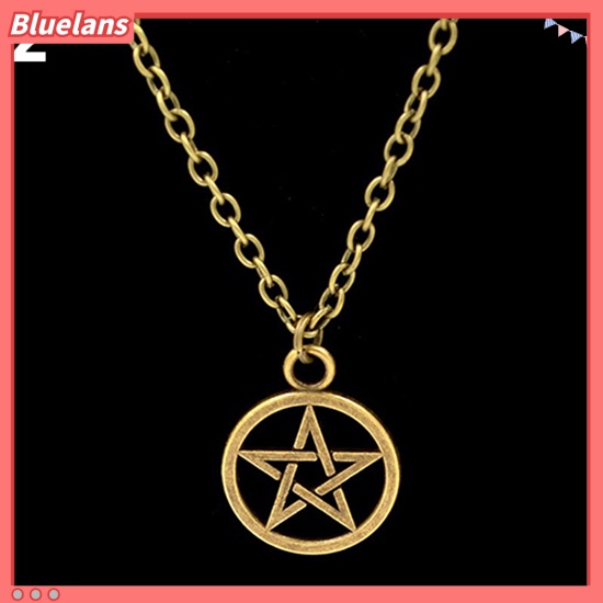 Bluelans Women Men Round Hollow Star Pentagram Pendant Necklace Xmas Gift Cool Jewelry