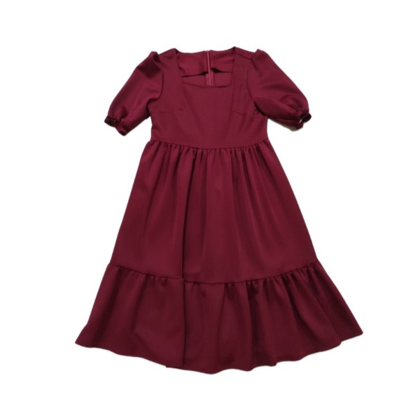 Preloved Dress Casual Rampel Merah Maroon Wanita Simple Dress