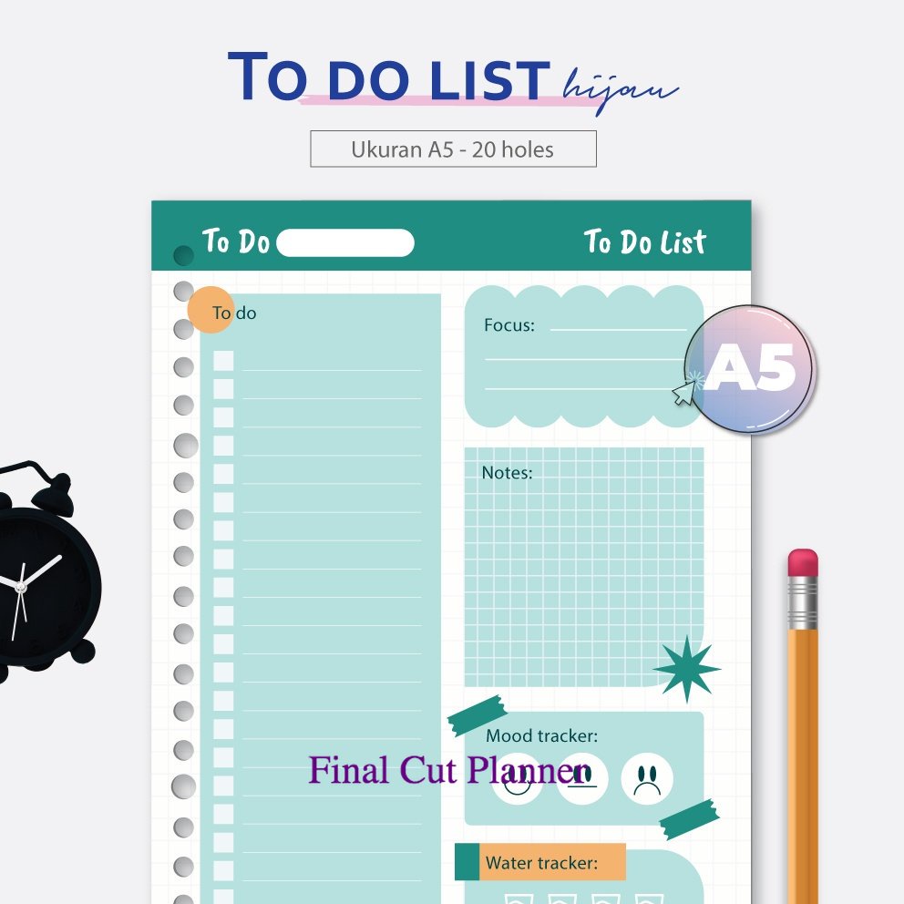 

bukuqu Loose leaf A5 - L231 To do List Hijau Kertas Binder .