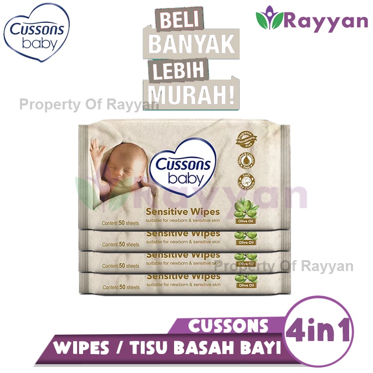 [CW]CUSSONS Baby Wipes Biru/Ungu/Pink/Kuning/Putih/Hijau 4in1 (Beli 1 Gratis 1) | Tisu Basah Bayi Isi 50s/45s (4pcs)|Protect care(kuning), mild &amp; gentle ( biru ), Fresh &amp; nourish ( ungu ), Soft &amp; nourish (Pink), Naturaly (hijau), Sensitive Wipes (putih)