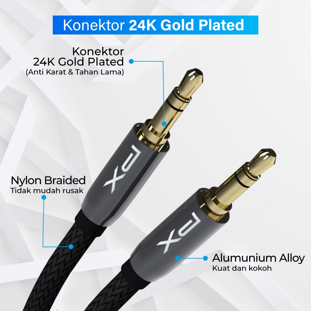 Kabel Aux Audio 3.5mm Male to Male Speaker 1 Meter HiFi PX CO-YP0110