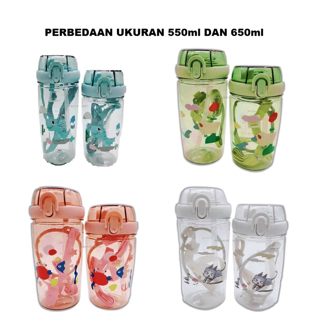 Botol Minum  Anak Sedotan Tali Panjang 650ml