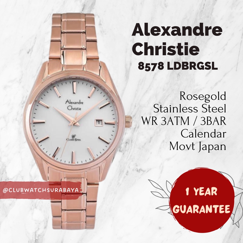 Jam Tangan Wanita Alexandre Christie ORI 8578 LDBRGSL / Alexandre Christie Jam Tangan Cewek 8578 LDB
