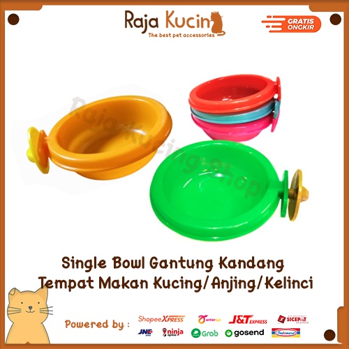Single bowl gantung kandang tempat makan kucing anjing kelinci