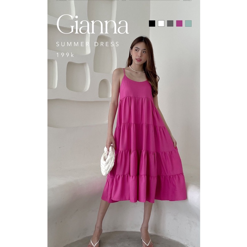 Gianna Midi Dress | Summer Dress Premium Wanita | Dress Rayon Susun Murah Berkualitas