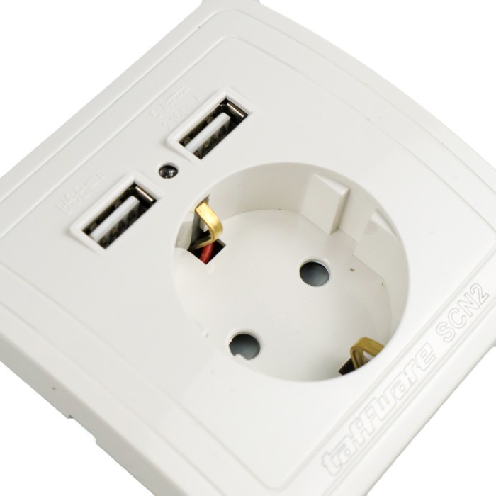 Stop Kontak Dinding Wallplug Dengan 2 USB Port Charger