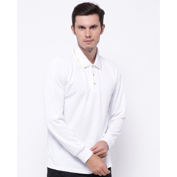 [Hitscore] Maxcool kaos polo jersey golf grosir lengan panjang Putih