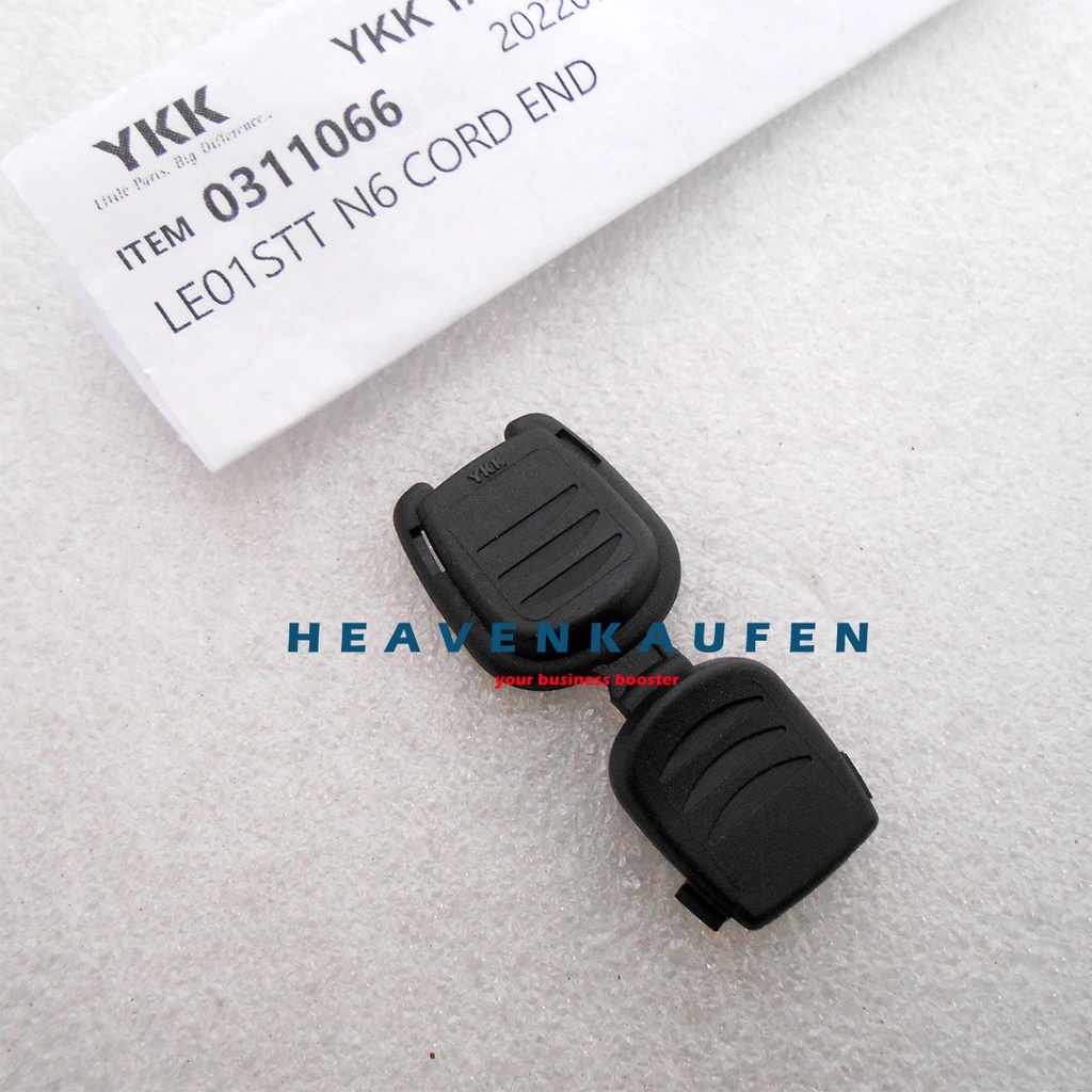 Stopper Ujung Tali Double Cord End YKK LE01STT Hitam Poly Amide Untuk Tali Bulat 3 mm