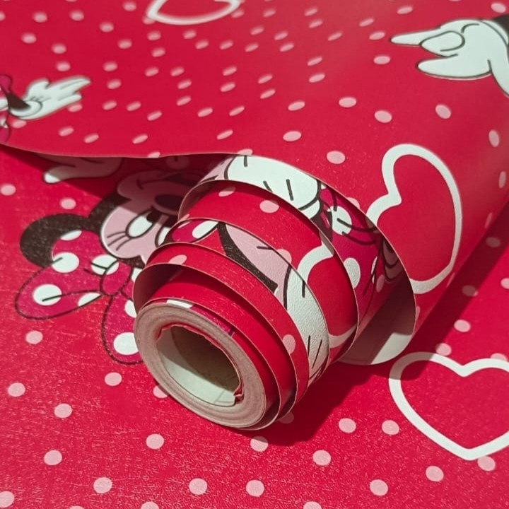 WALLPAPER STIKER DINDING MICKEY MOUSE DASAR MERAH