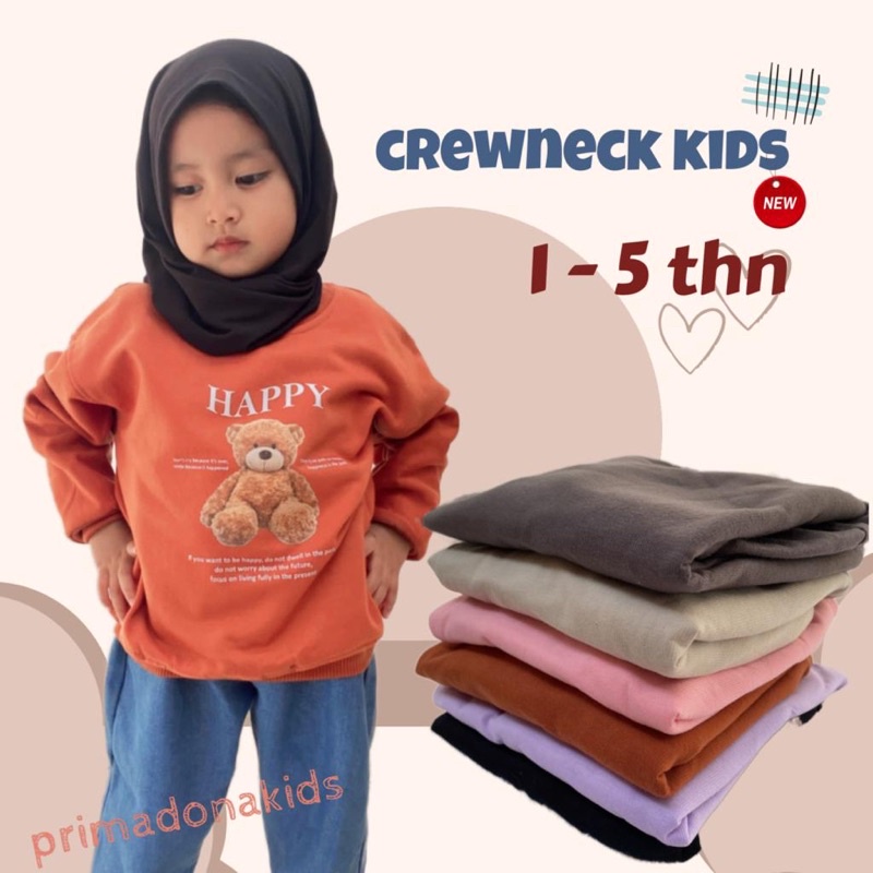 Crewneck Balita Anak Anak 1-5 thn Bahan Pleece Terbaru Motif Happy Bear