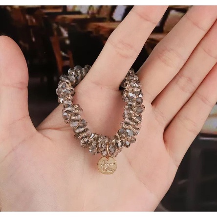 Ikat rambut elastis kristal mutiara gaya korea untuk wanita fashion SKU A22