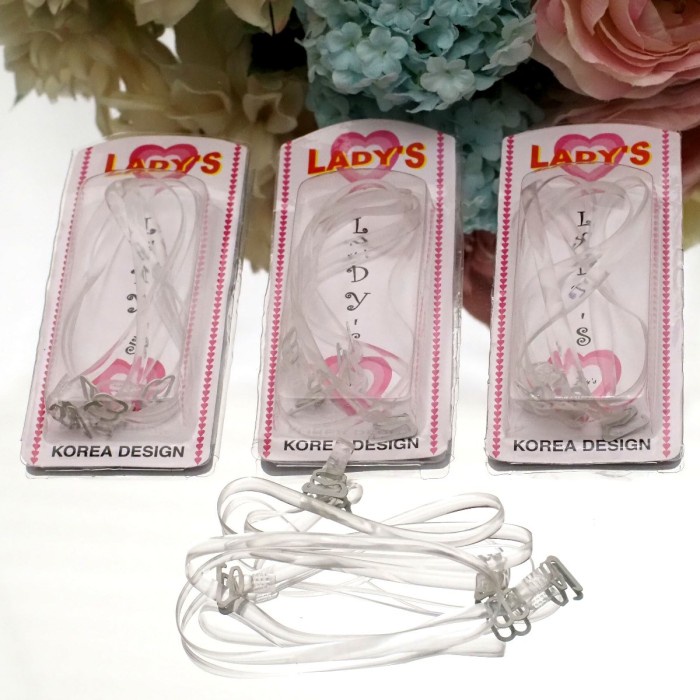 NEW Tali BH Bening Tali Bra Transparan Model Gepeng Tipis Bra Strap Kait - Kecil Tebal