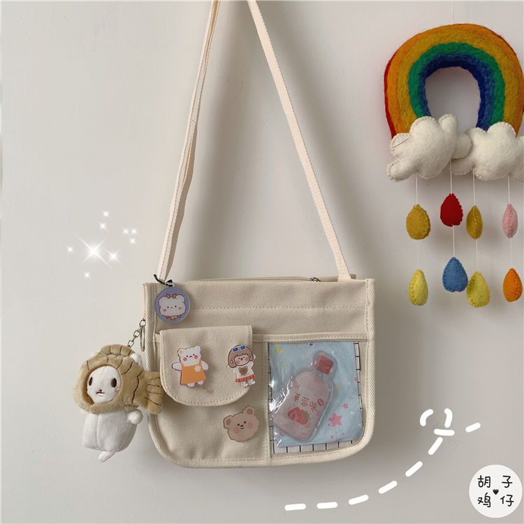 ✣✷❍Sera Versi Korea INS Vintage Cute Girl Kanvas Tas Kecil Harajuku Jepang Kartun Lembut Gadis Tas Bahu Messenger Tas