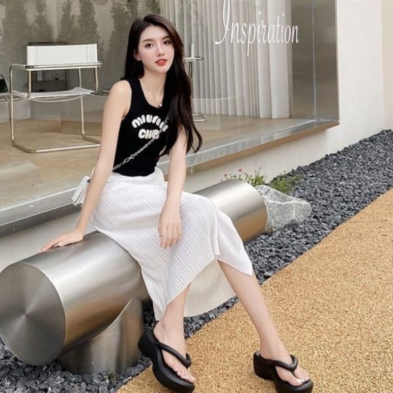 Sandal Wedges Viral Sandal Bangkok Sandal Jepit Hak Tinggi Wanita