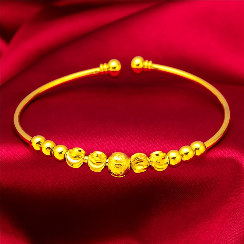 Goldkingdom Perhiasan Fashion Emas Asli Kadar 375 Bangkok Aksesoris Ready Stock Semangka Manik Benang Manik Wanita Adjustable Gelang Gaya Sederhana