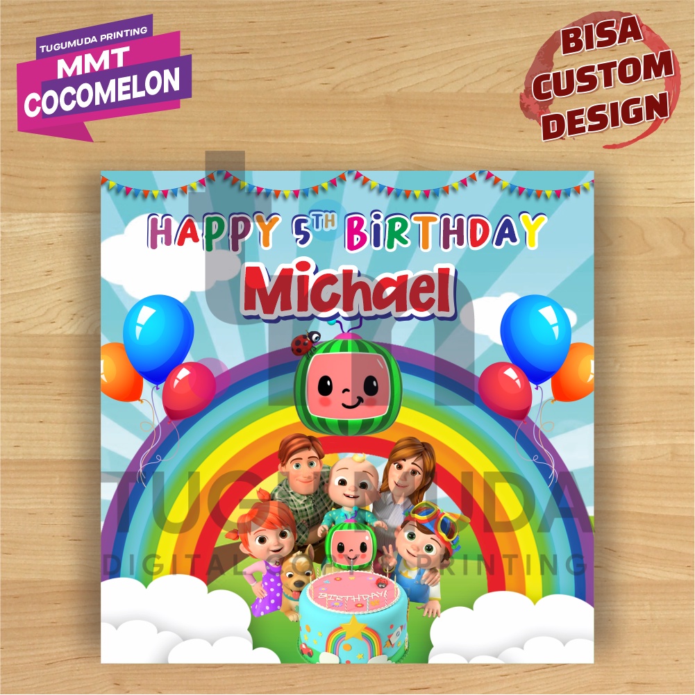 Cetak Banner|Backdrop|Spanduk Ultah / Ulang Tahun Anak - COCOMELON BINGO JJ YOYO TOMTOM