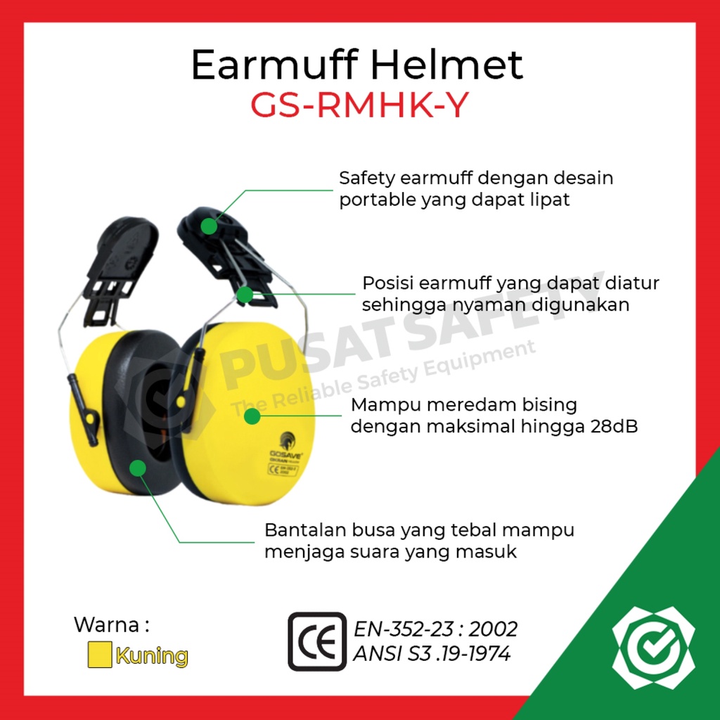 Earmuff Safety OKRAN Series 28 dB Penutup Telinga Cantel Helm Gosave