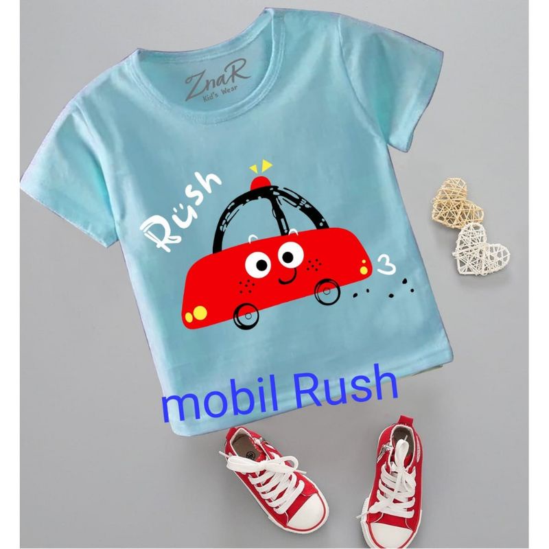Pakaian Anak laki laki/Baju anak mu laki laki/kaos anak laki laki mobil rush
