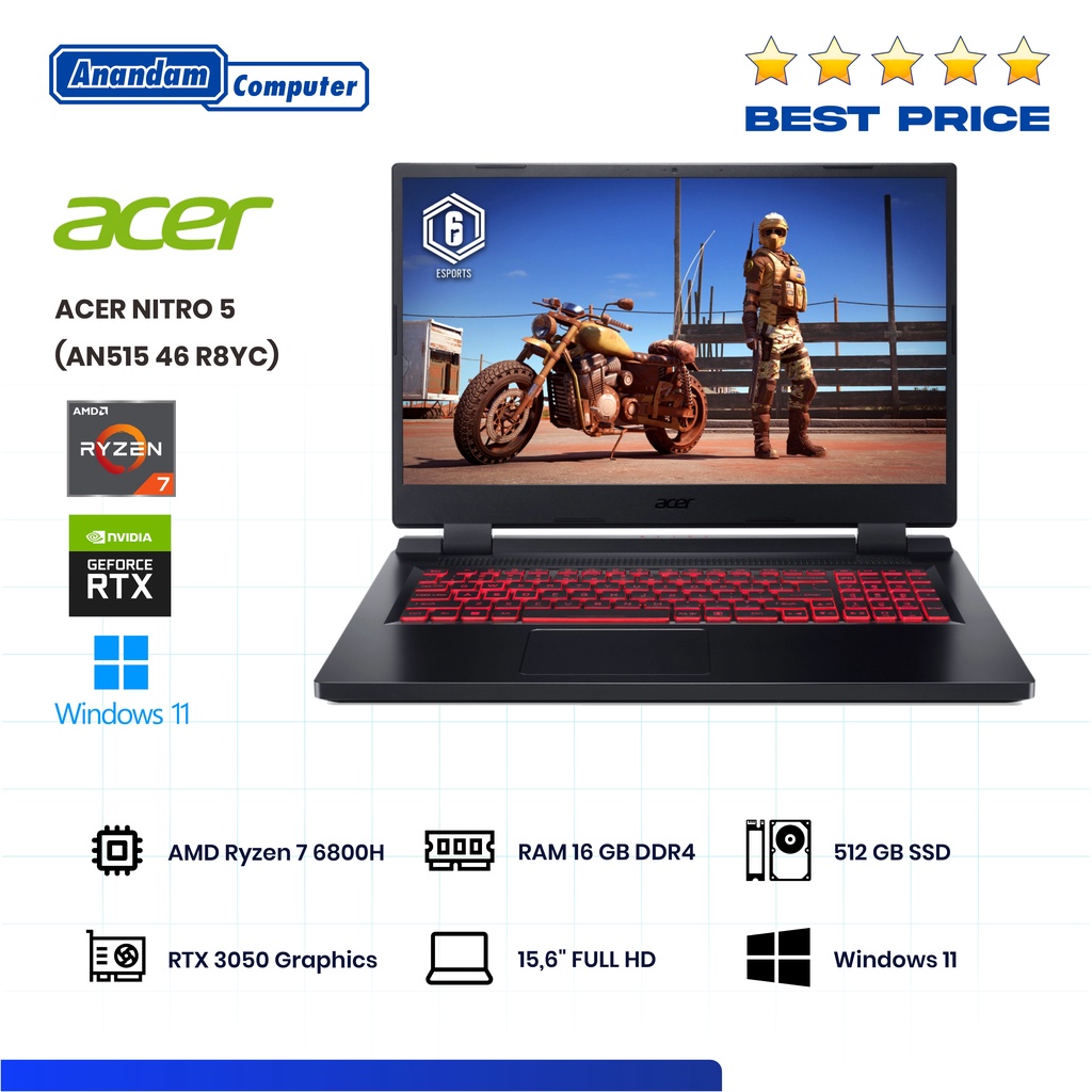 ACER Nitro 5 AN515 46 R8YC Ryzen 7 6800H 16GB 512GB RTX3050 144hz W11