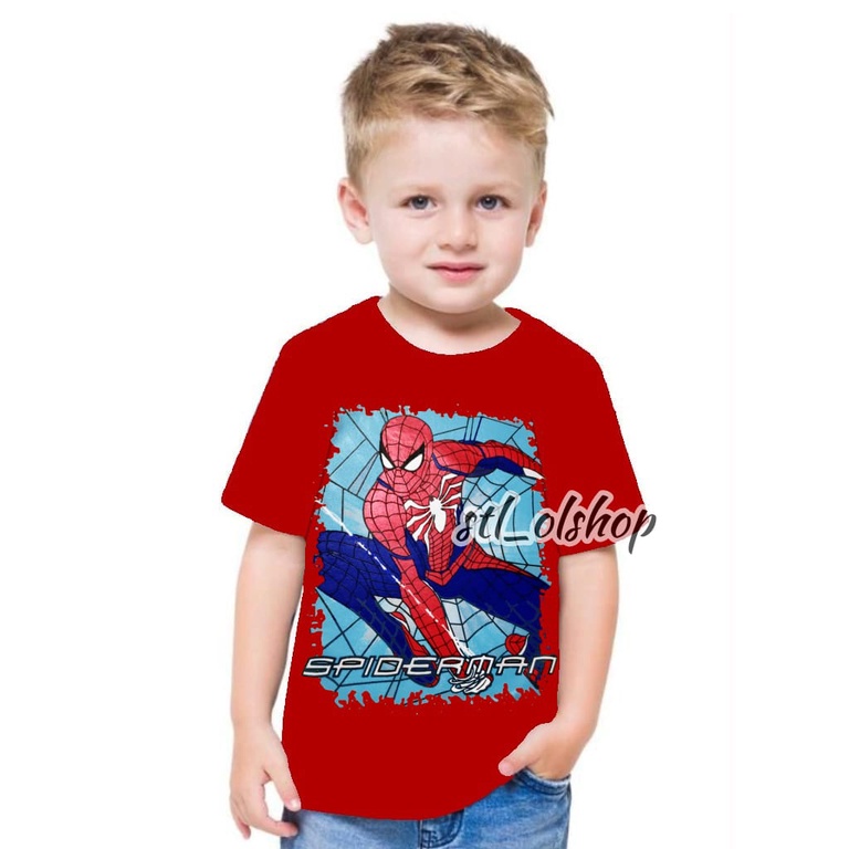 Kaos atasan Spiderman anak laki-laki  | Kaos lengan pendek | 1-10 Tahun