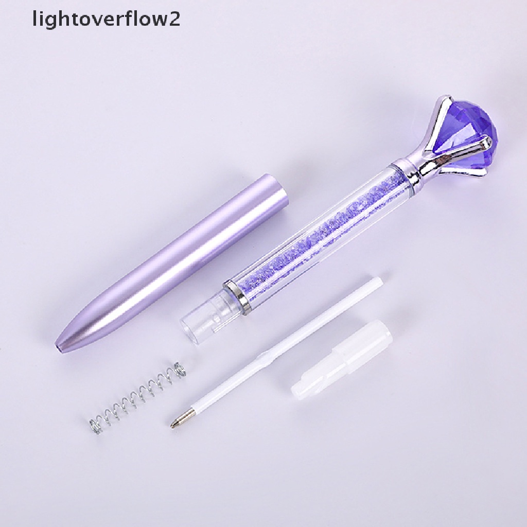 (lightoverflow2) 1pc Pulpen Tinta Hitam Aksen Kristal Berlian Imitasi Untuk Sekolah / Kantor