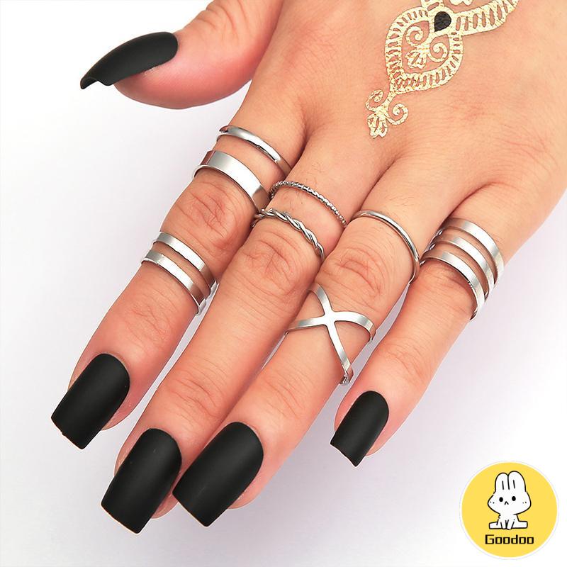 8 Pcs/set Retro Multi-Lapisan Pembukaan Cross Cincin Wanita Fashion Perhiasan Hadiah -Doo -Doo