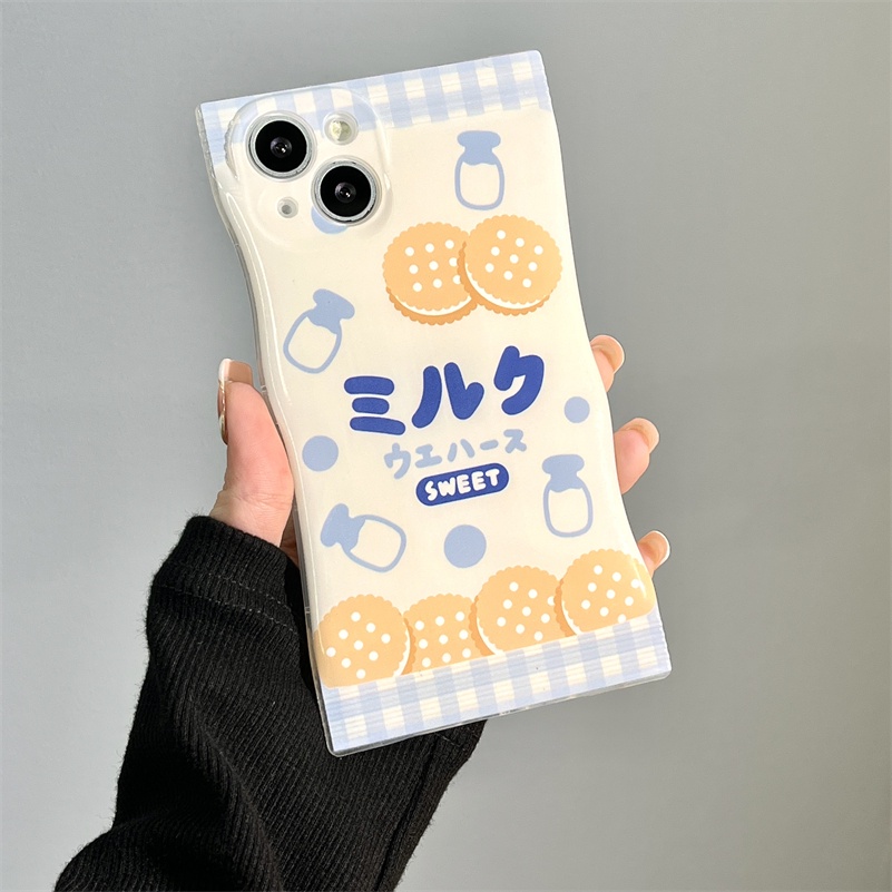 Soft Case Silikon Motif Susu Sapi Strawberry Untuk iPhone 14 13 12 11 Pro Max X Xr Xs Max 8 7 6 6s Plus