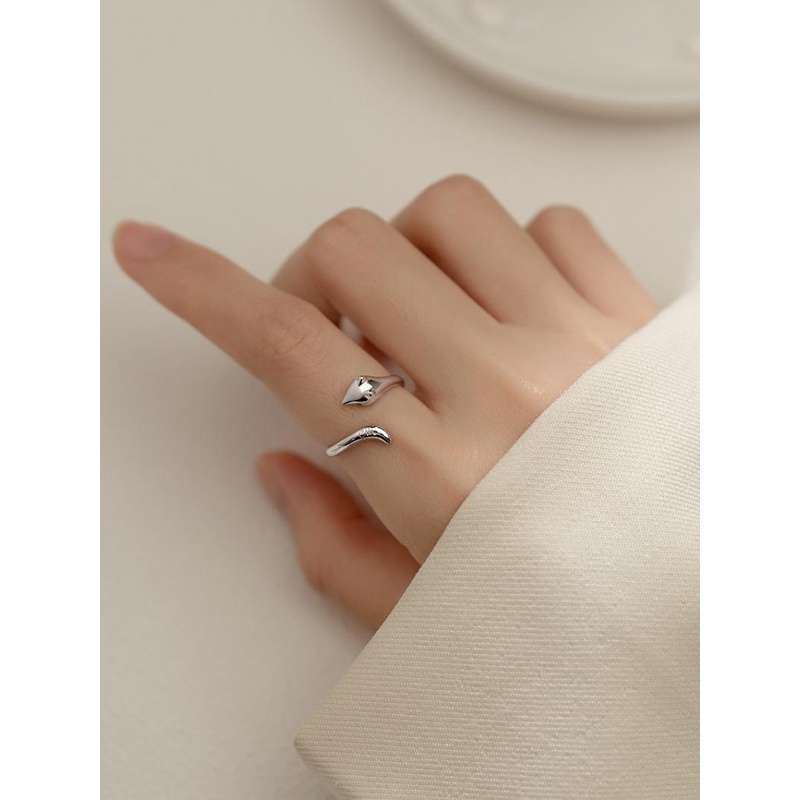 Cincin Lapis Silver Model Terbuka Dapat Disesuaikan Untuk Wanita