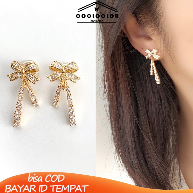 COD❤️Elegan Berlian Mutiara Fashion Sederhana Temperamen Wanita Anting Rumbai Panjang Hadiah Ulang Tahun Kado Fashion Aksesoris Murah