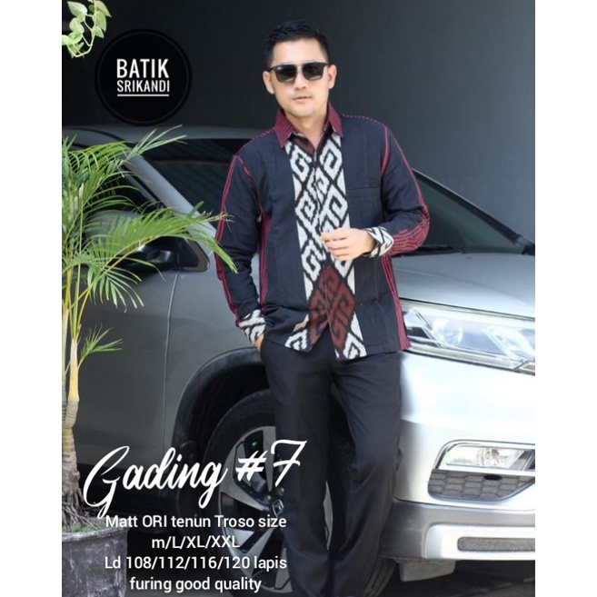 BATIK TENUN  SONGKET TROSO HITAM NAVY DONGKER HIJAU kemeja batik pria lengan panjang terbaru modern ORIGINAL