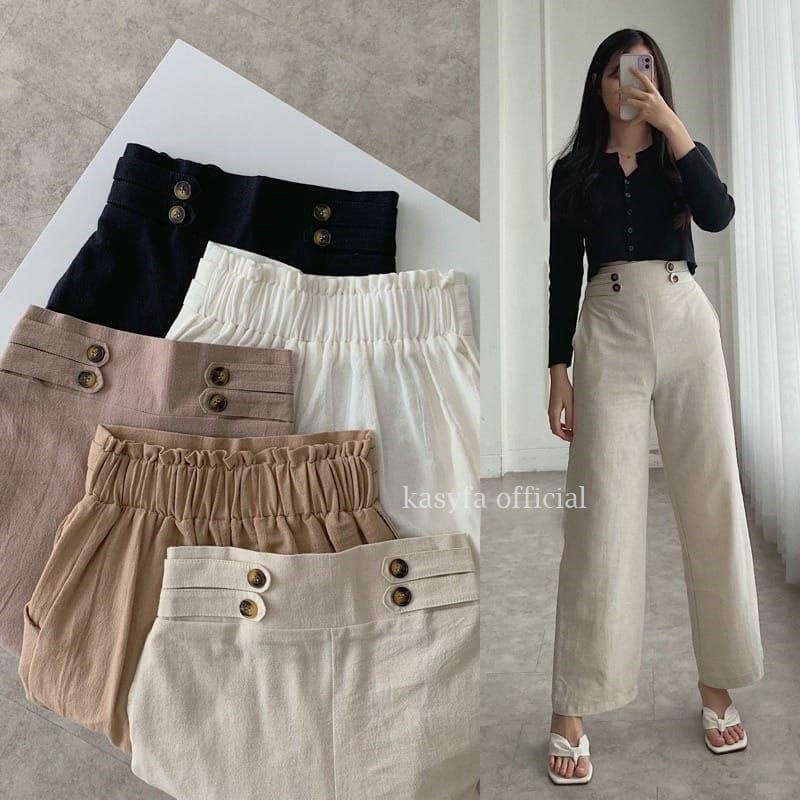 celana kulot highwaist double button