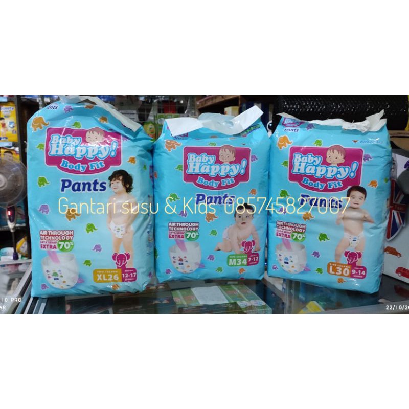 Baby Happy Pants Promo murah M34 L30 XL26 Kemasan Baru Tanpa Bonus