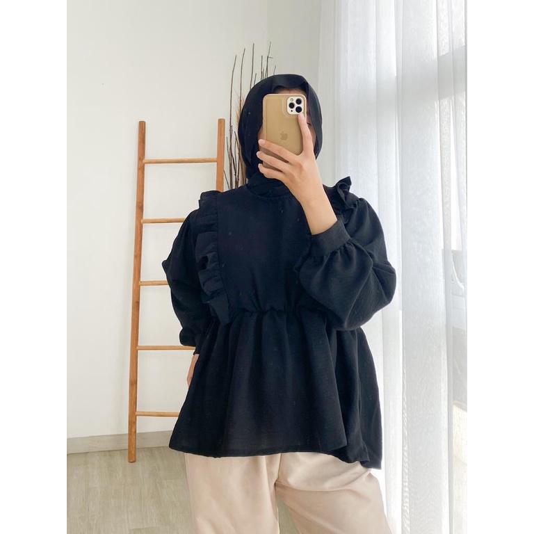 Heoci Blouse Atasan Blus Wanita Lengan Panjang Pakaian Kasual Cewek Ootd Premium