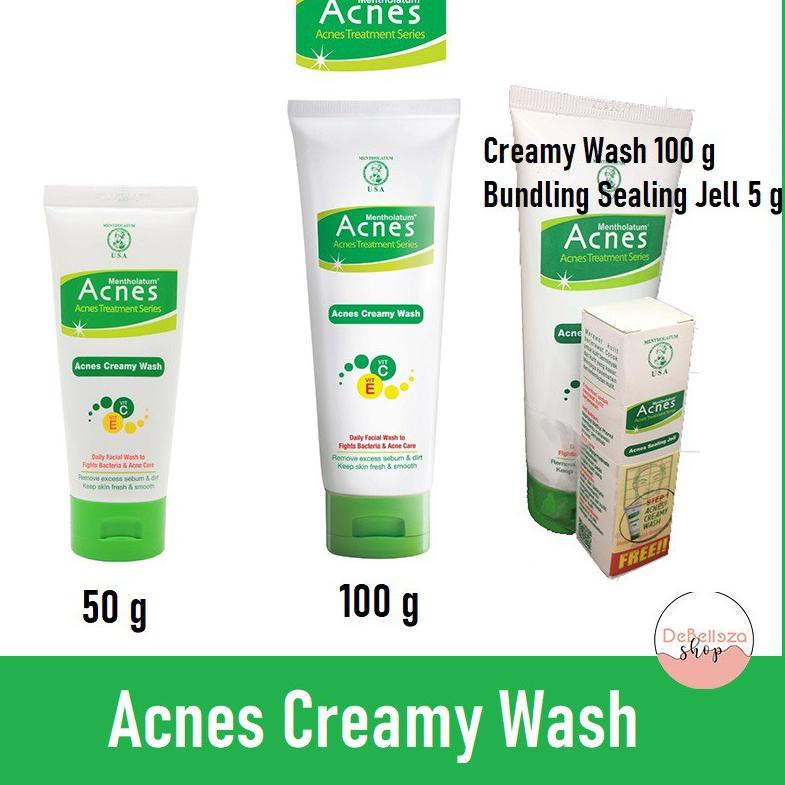 [Promo] ACNES Creamy Wash 50g | 100g | free bundling Sealing Jell 5g Murah