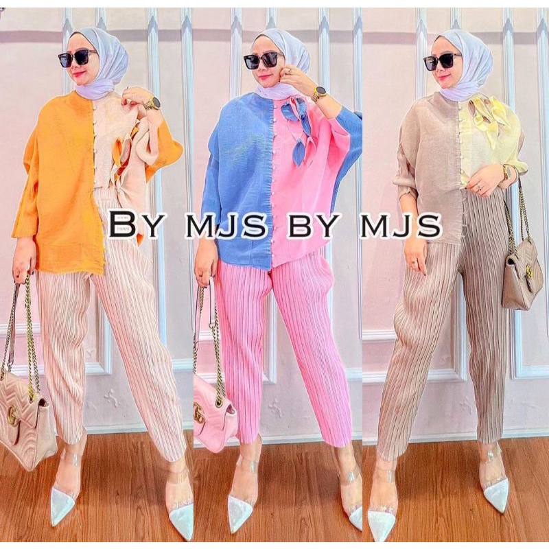 one set plisket kulot  import by mjs original