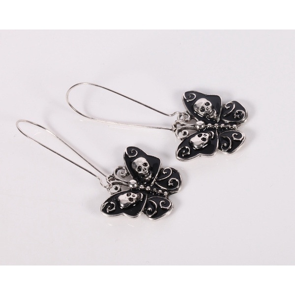 Anting Panjang Desain butterfly skull Gaya retro Eropa Amerika
