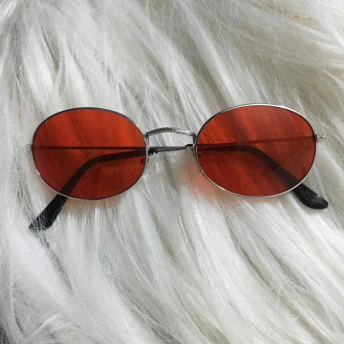 Obral kacamata oval bulat sunglasses brown mirror hitam merah unisex