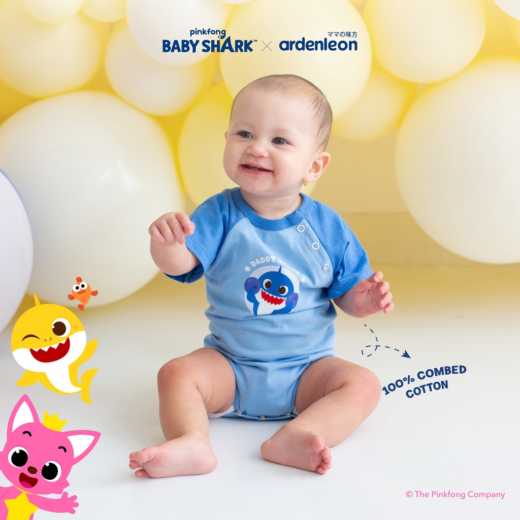 Baju Bayi Romper Bodysuit Jumper Segitiga Ardenleon Pinkfong Baby Shark 0 -18 Bulan